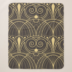 vintage modern geometric tiles pattern. golden lin sherpa blanket