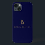 VINTAGE MODERN GOLD and NAVY INITIAL MONOGRAM LOGO iPhone 13 Case<br><div class="desc">Coordinates with the VINTAGE MODERN GOLD and NAVY INITIAL MONOGRAM LOGO Business Card Template by 1201AM. The stylised initial for your name becomes a classic,  modern logo on this luxe personalised iPhone case. © 1201AM CREATIVE</div>