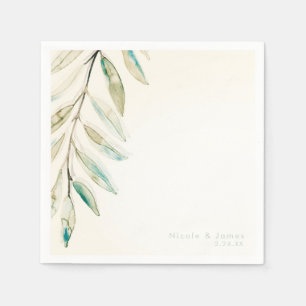 Vintage Modern Greenery Eucalyptus Leaves Wedding Napkin