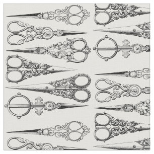 Vintage Modern Hairstylist Scissors Cute Salon Fabric