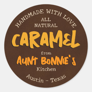 Vintage Modern Handmade Caramel From Your Kitchen Classic Round Sticker