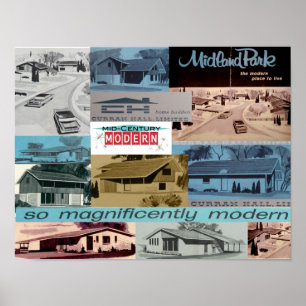 Vintage Modern House Mosaic! Poster