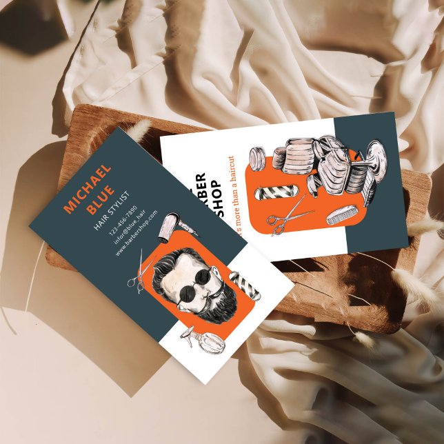 Vintage Modern Orange Hair Business Card (Creator Uploaded)