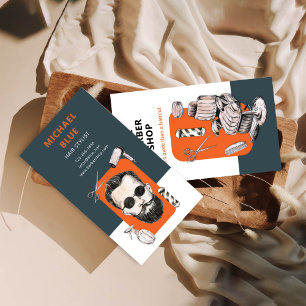 Vintage Modern Orange Hair Business Card