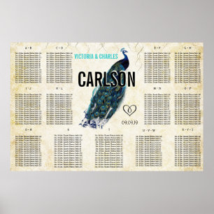 Vintage Modern Peacock Seating Chart