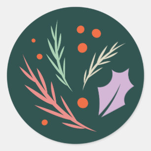 Vintage Modern Pine Green Holiday Sticker