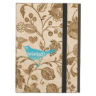 Vintage Modern Red Aqua Love Birds Floral Pattern