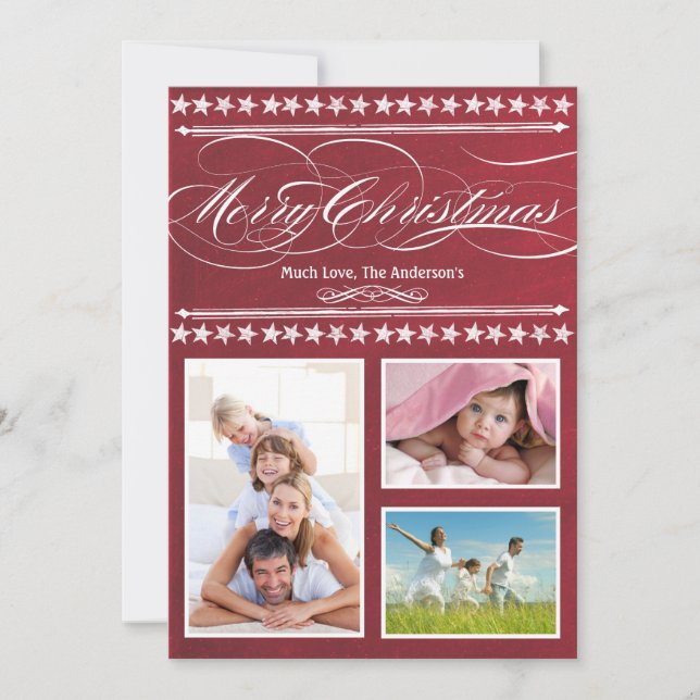 Vintage Modern Red Chalkboard  Photo Card (Front)