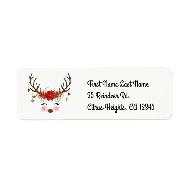 Vintage Modern Reindeer Floral Holiday Rustic (Front)