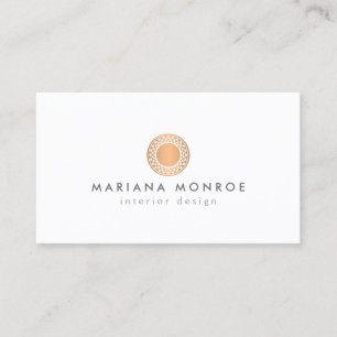 Vintage Modern Rose Gold Sun Logo on White Business Card