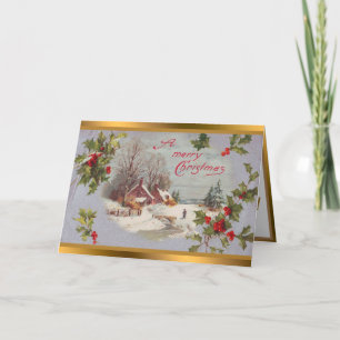 Vintage Modern Snow Christmas Holiday Card