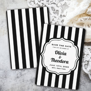Vintage Modern Stripe Save the Date Cards