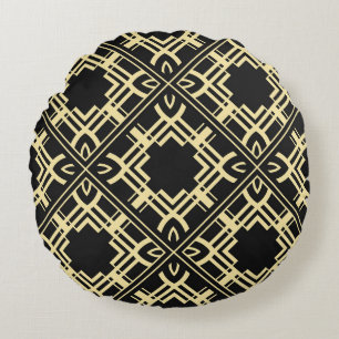 Vintage modern tiles pattern. Abstract art deco se Round Cushion