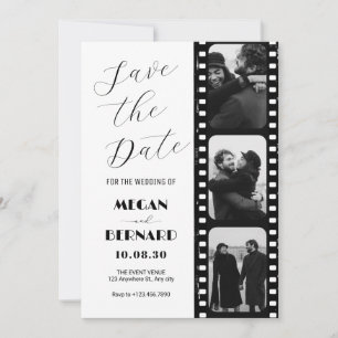 Vintage Modern trendy film roll photo wedding  Save The Date