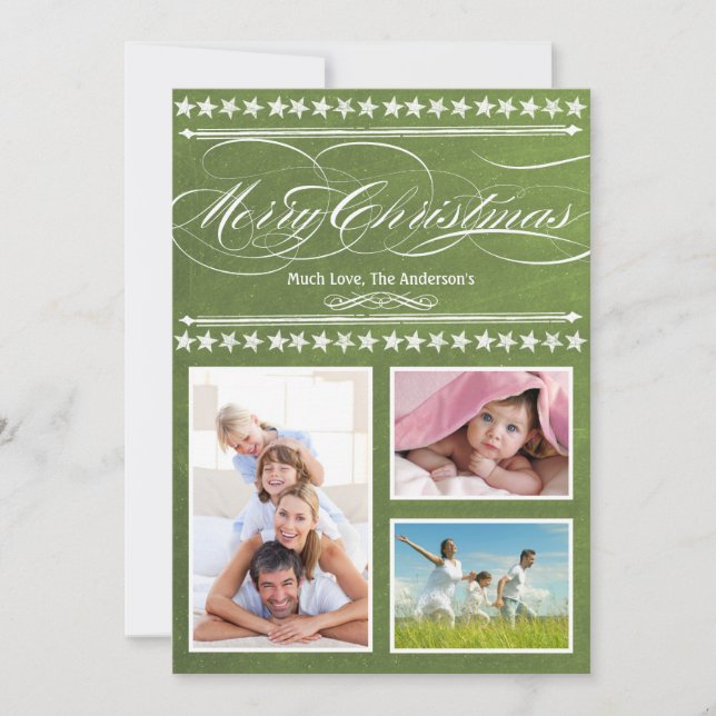 Vintage Modern Typography Chalkboard  Photo Card (Front)