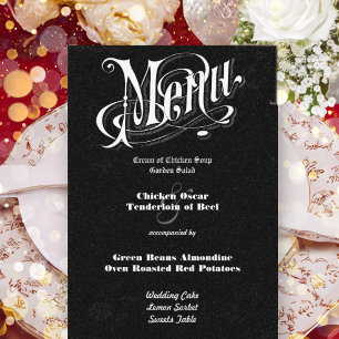 Vintage Modern Typography Chalkboard Wedding Menu