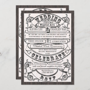 Vintage Modern Typography Ticket Wedding Invite