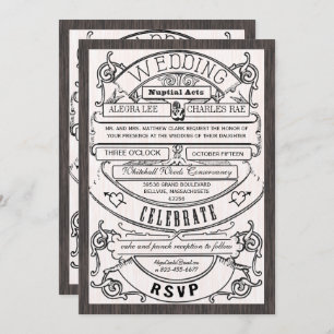 Vintage Modern Typography Ticket Wedding Invite