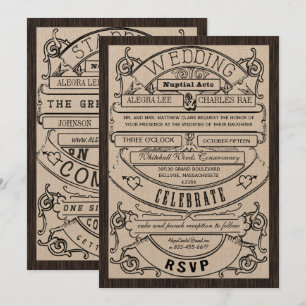 Vintage Modern Typography Ticket Wedding Invite