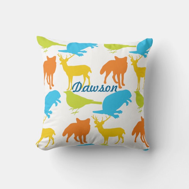 Vintage Modern Woodland Animals  Pillow (Front)