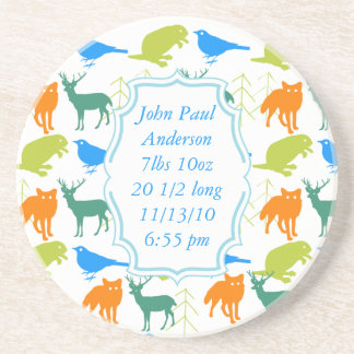 Vintage Modern Woodland Creatures Colourful Coaste Coaster