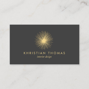Vintage Modernist Gold Sputnik Interior Designer 2 Business Card