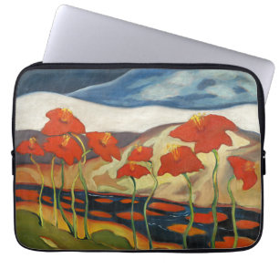 Vintage Modernist Red Poppies Surreal Landscape Laptop Sleeve