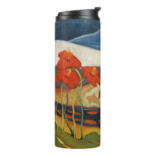 Vintage Modernist Red Poppies Surreal Landscape Thermal Tumbler