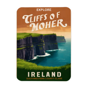 Vintage moher cliffs, Ireland nature gifts Magnet