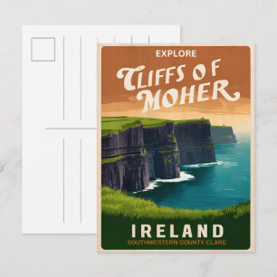 Vintage moher cliffs, Ireland nature gifts Postcard