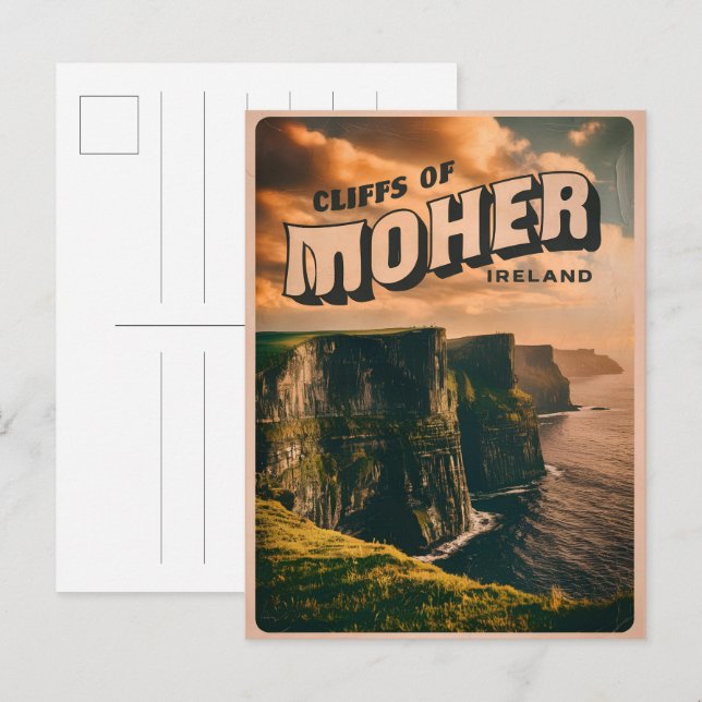 Vintage moher cliffs, Ireland nature gifts Postcard (Front/Back)
