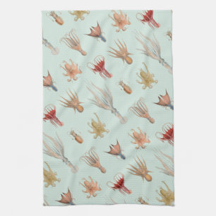 Vintage Mollusks (Blue) Tea Towel