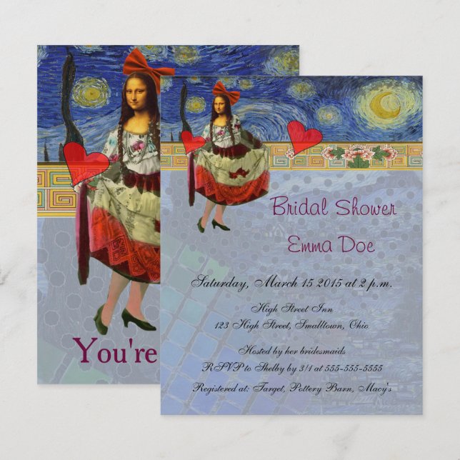 Vintage Mona Lisa Bridal Shower Invitation (Front/Back)