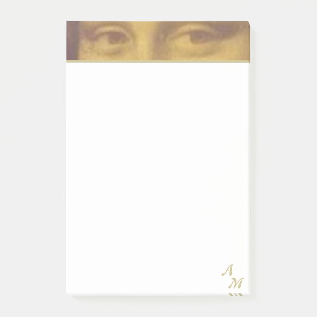Vintage Mona Lisa Eyes & Monogram Post-it Notes (Front)