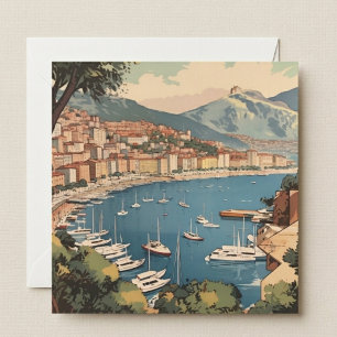Vintage Monaco Harbour Travel Scene Custom Text
