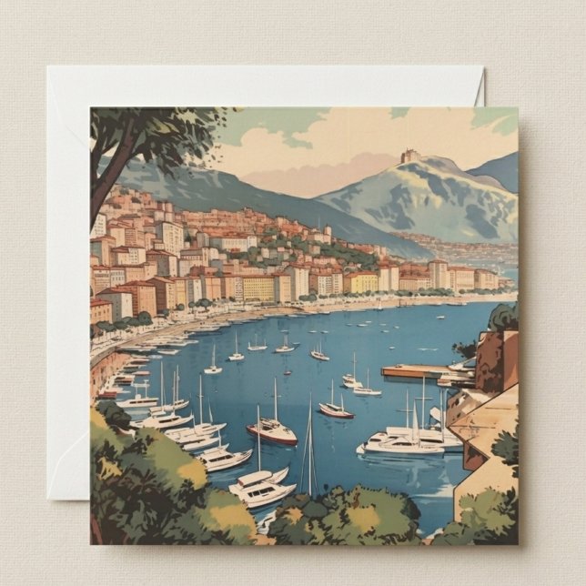 Vintage Monaco Harbour Travel Scene Custom Text (Creator Uploaded)