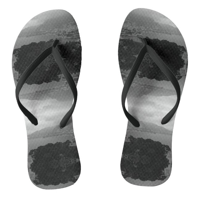 Vintage Monaco Monte Carlo coast view Flip Flops (Footbed)