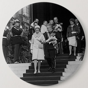 Vintage Monaco Prince Albert and Princess Grace 6 Cm Round Badge