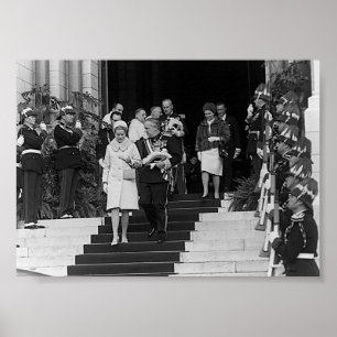 Vintage Monaco Prince Albert and Princess Grace Poster