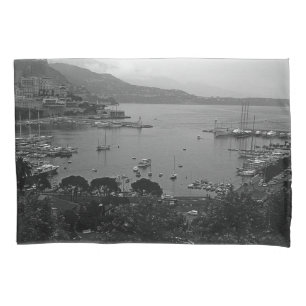 Vintage Monaco Principality The port Pillowcase