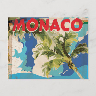 VINTAGE MONACO RACING TRAVEL POSTER POSTCARD