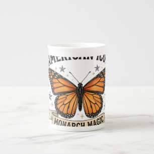 Vintage Monarch Butterfly American Icon Lumbar Pil Bone China Mug