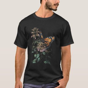 Vintage Monarch Butterfly Bee Balm Flower Girl Pla T-Shirt