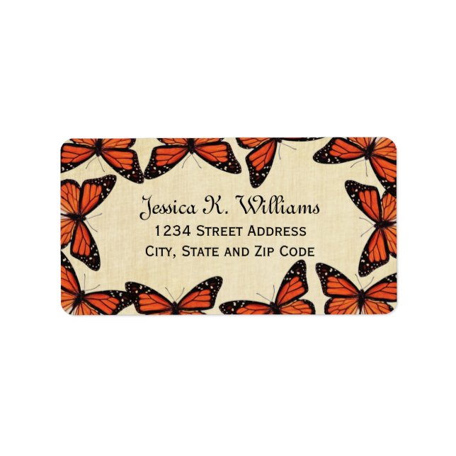 Vintage Monarch Butterfly Border on Parchment Label (Front)