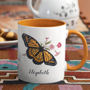 Vintage Monarch Butterfly With Name Cute Colorful Mug