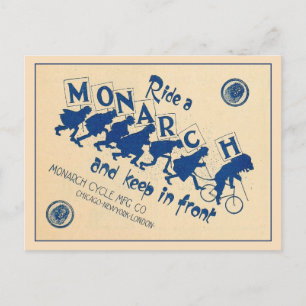 Vintage Monarch Cycle bicycle advertising Postcard