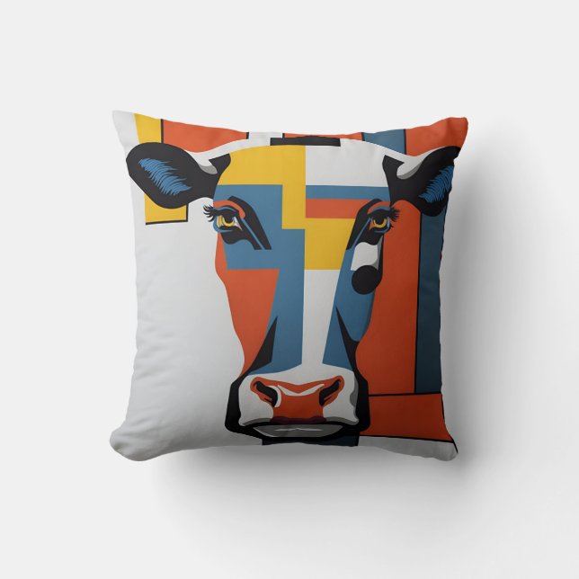 vintage mondrian animal cow 2 cushion (Front)