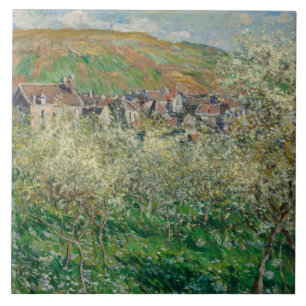 Vintage Monet 1879 Flowering Plum Trees Tile