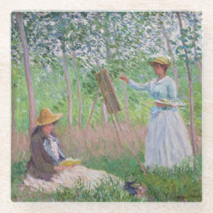 Vintage Monet Dappled Sunlight Forest Art Glass Coaster