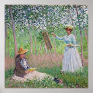 Vintage Monet Dappled Sunlight Forest Art Poster